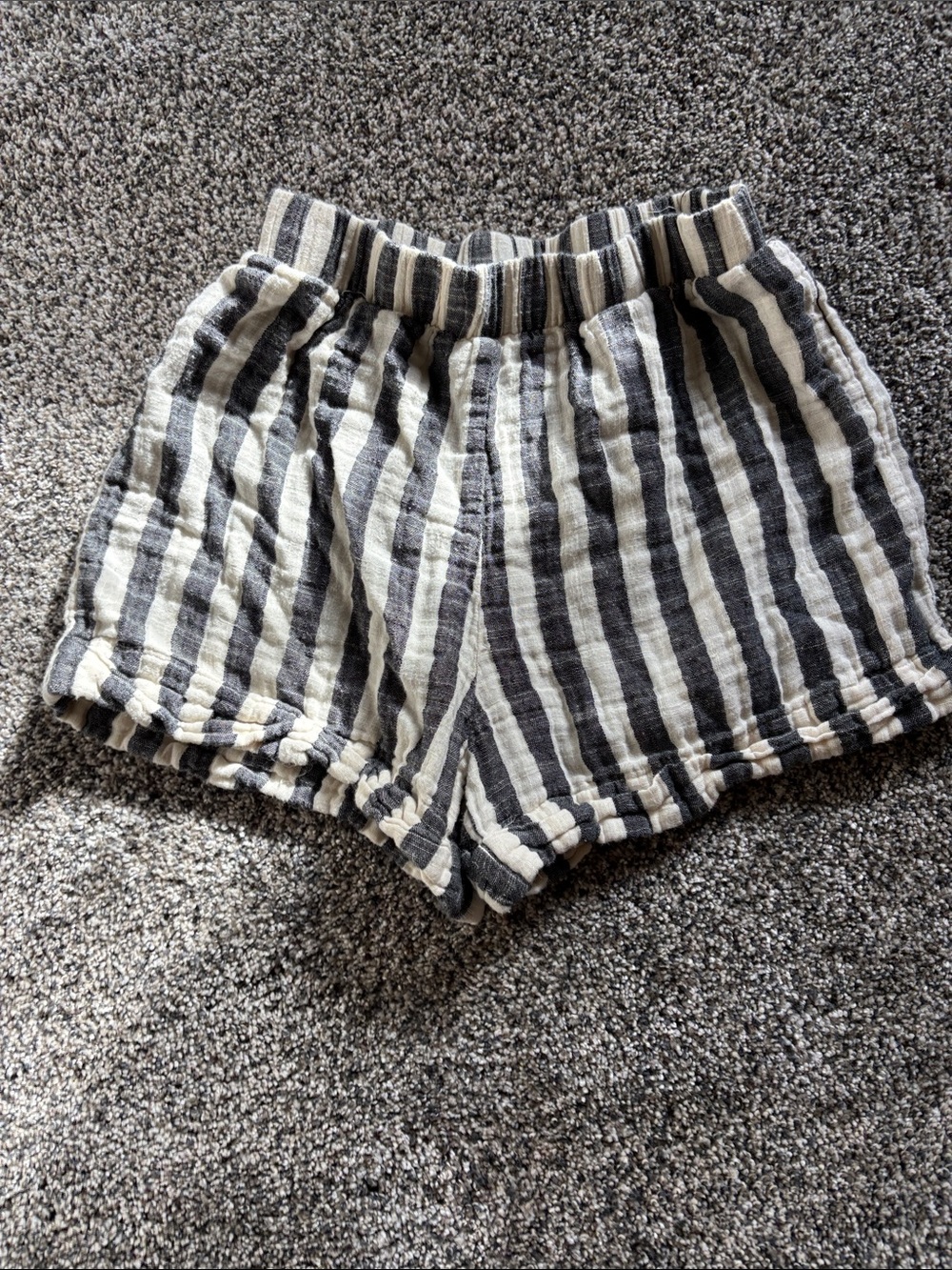 Z Supply Black and White Vertical Stripe High-Waist Shorts